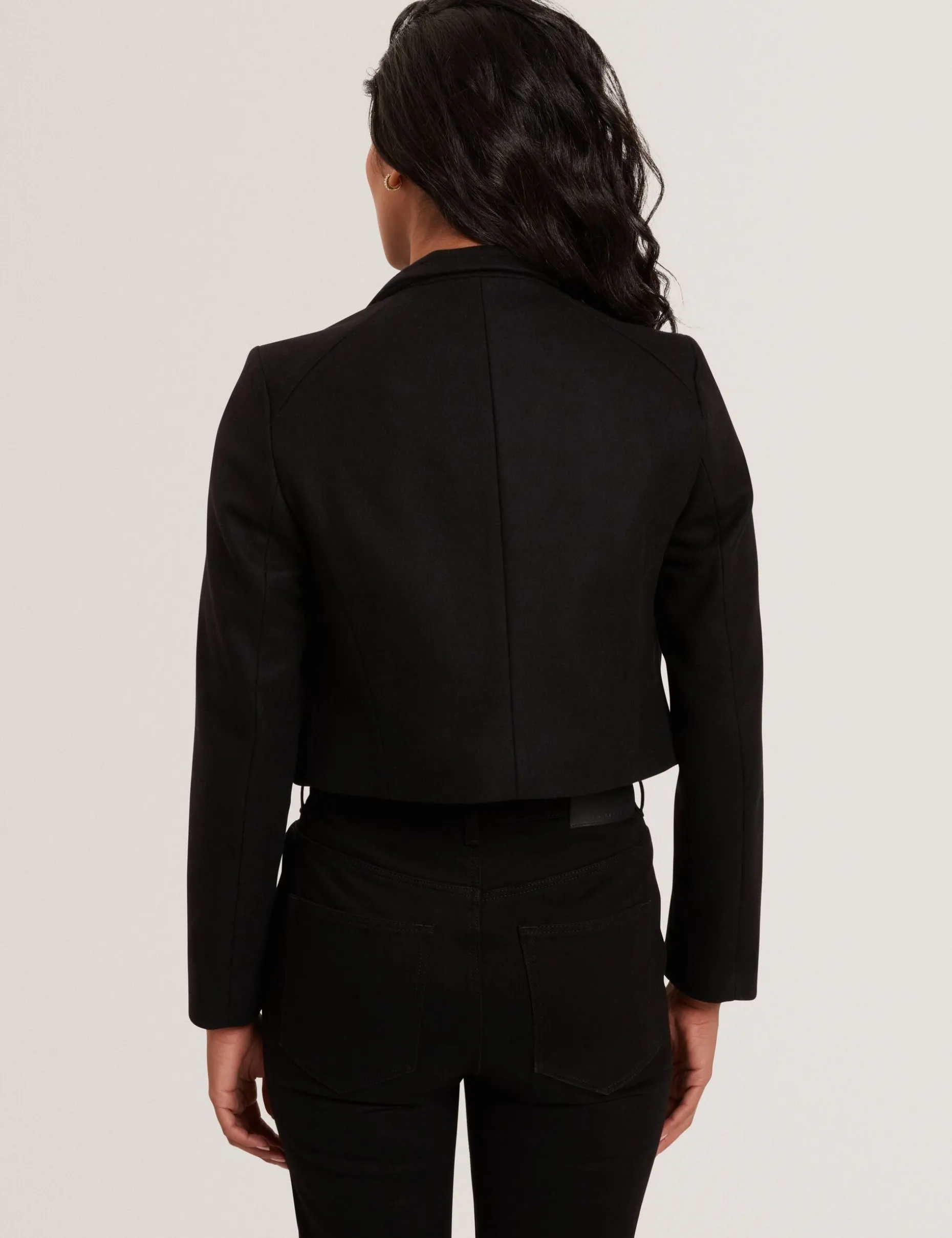 Tailored Cropped Wool Wrap Jacket