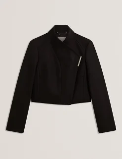 Tailored Cropped Wool Wrap Jacket