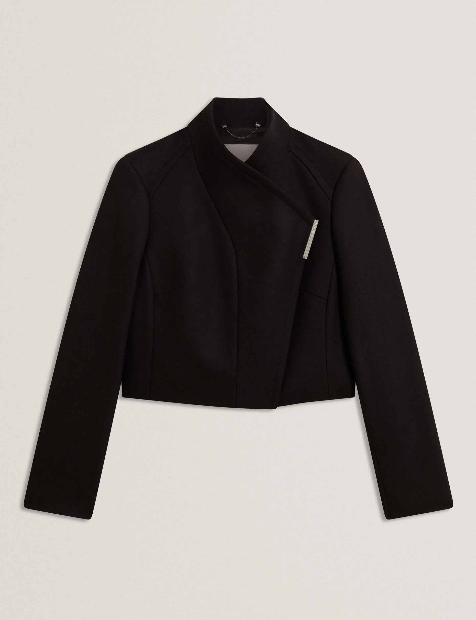 Tailored Cropped Wool Wrap Jacket