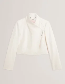 Tailored Cropped Wool Wrap Jacket