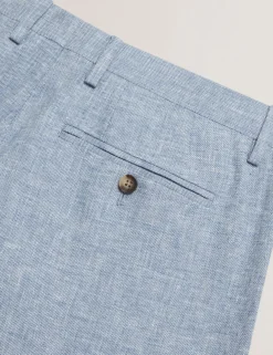 Tailored Linen Blend Slim Fit Pants