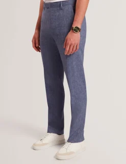 Tailored Linen Blend Slim Fit Pants