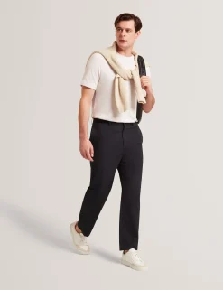 Tapered Leg Cotton Stretch Twill Pants