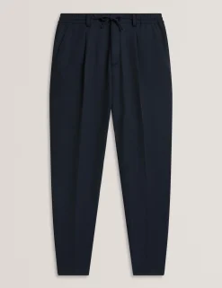 Tapered Leg Stretch Waist Woven Pants