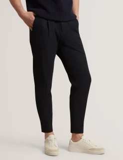 Tapered Leg Stretch Waist Woven Pants