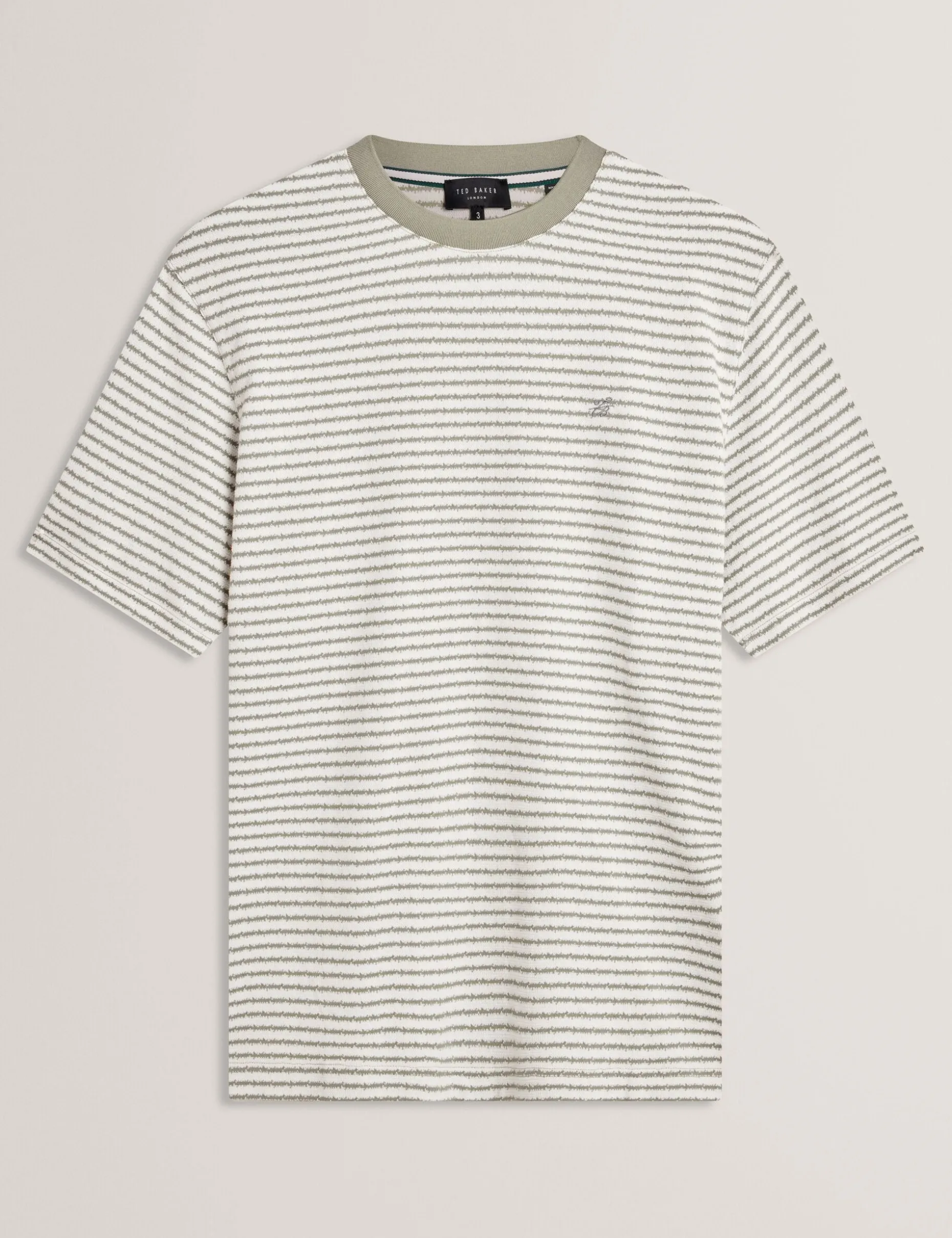 Textural Stripe Crew Neck Cotton T-Shirt