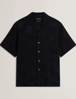 Textured Floral Relaxed Short Sleeve Shirt