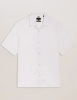Textured Grid Cotton Short Sleeve Shirt