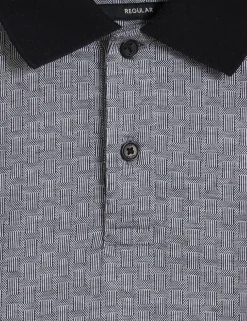 Textured Jacquard Cotton Polo Shirt