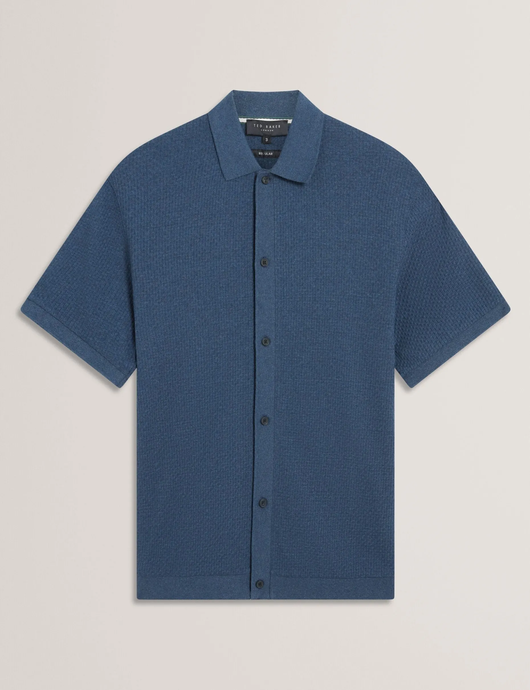 Textured Knit Button-Through Polo Shirt