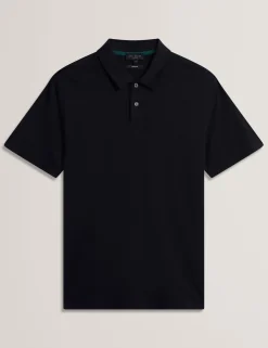 Textured Knit Button-Through Polo Shirt