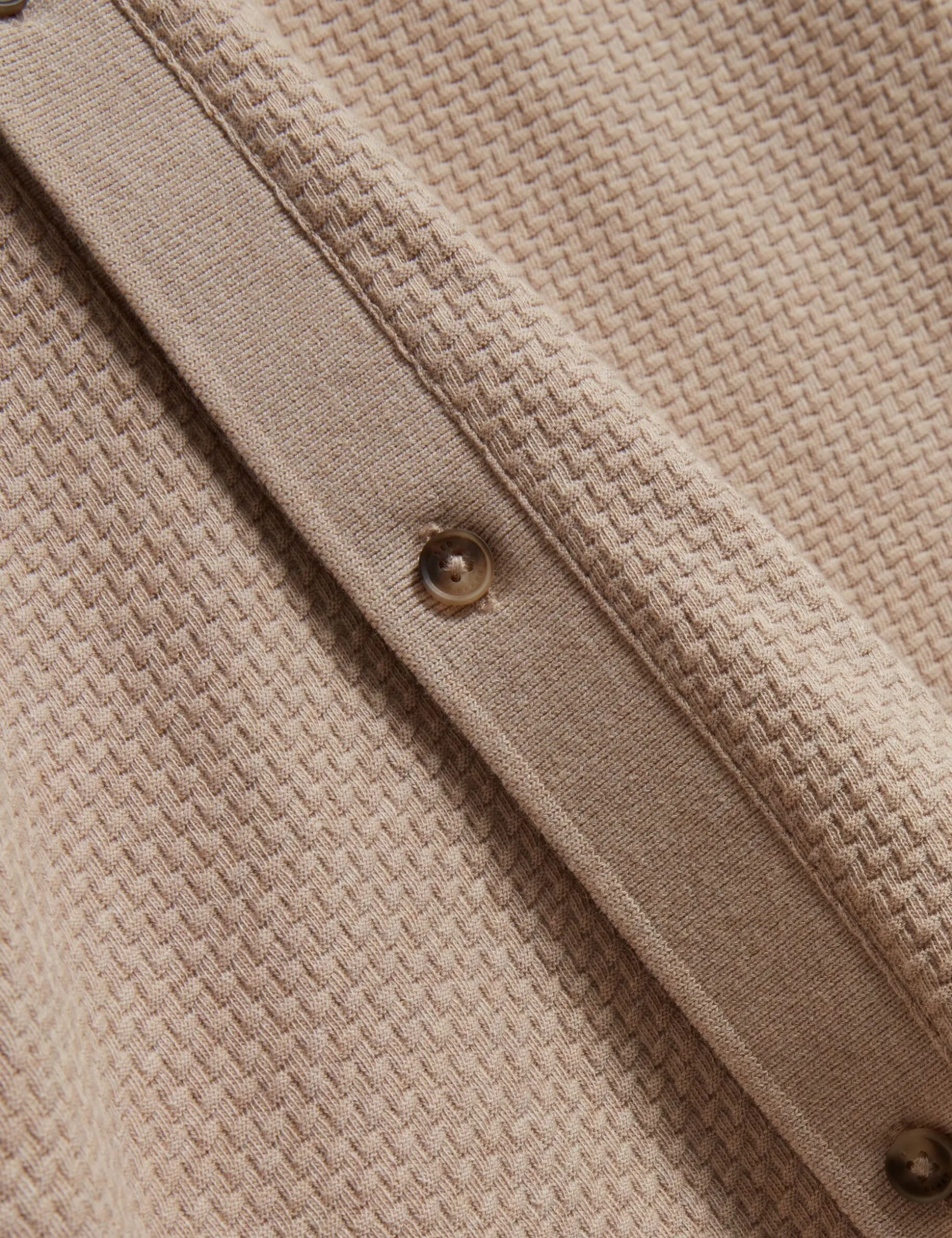 Textured Knit Button-Through Polo Shirt