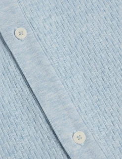 Textured Knit Button-Through Polo Shirt
