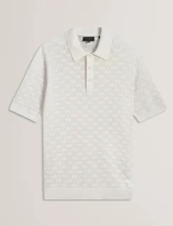 Textured Knit Silk Cotton Polo Shirt