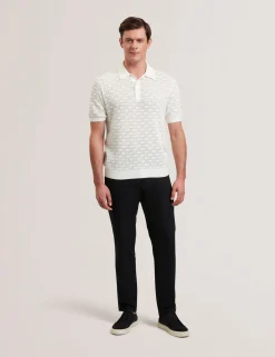 Textured Knit Silk Cotton Polo Shirt