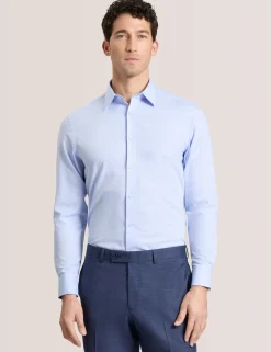 Textured Stretch Cotton Slim Fit Shirt