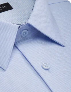 Textured Stretch Cotton Slim Fit Shirt