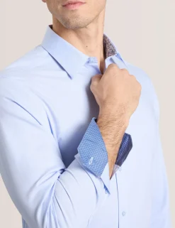 Textured Stretch Cotton Slim Fit Shirt