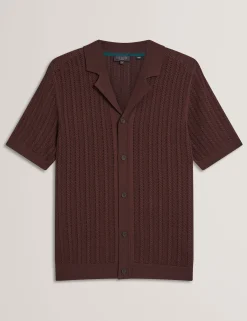 Textured Stripe Knit Short Sleeve Shirt