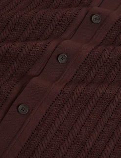 Textured Stripe Knit Short Sleeve Shirt