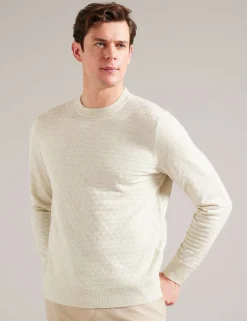 Textured T Knit Crew Neck Jumper