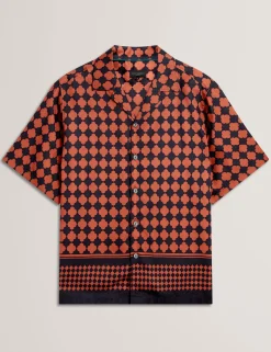 Tile Border Print Short Sleeve Shirt