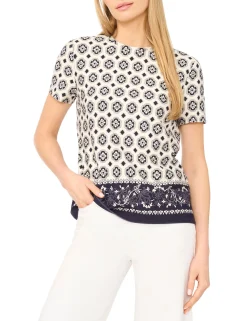 Tile Print Crew Neck T-Shirt