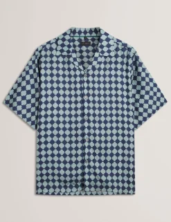 Tile Print Tencel Short Sleeve Shirt