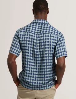 Tile Print Tencel Short Sleeve Shirt