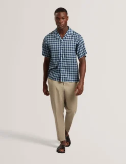 Tile Print Tencel Short Sleeve Shirt