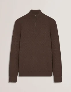 T Knit Half Zip Funnel Neck Jumper