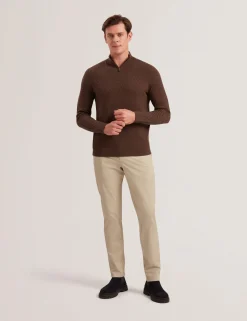 T Knit Half Zip Funnel Neck Jumper