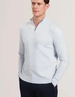 T Knit Half Zip Funnel Neck Jumper