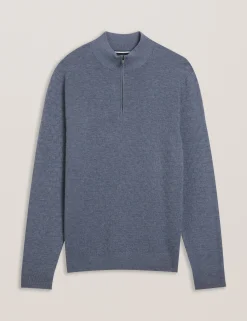 T Knit Half Zip Funnel Neck Jumper