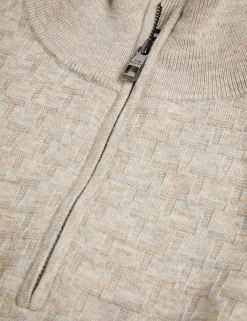 T Knit Half Zip Funnel Neck Jumper