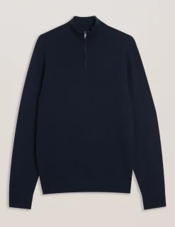 T Knit Half Zip Funnel Neck Jumper