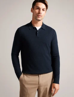 T Knit Long Sleeve Polo Top