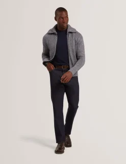Twisted Yarn Knit Zip-Through Jumper