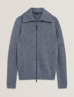 Twisted Yarn Knit Zip-Through Jumper