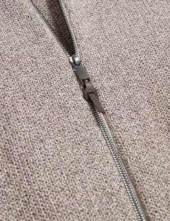 Twisted Yarn Knit Zip-Through Jumper