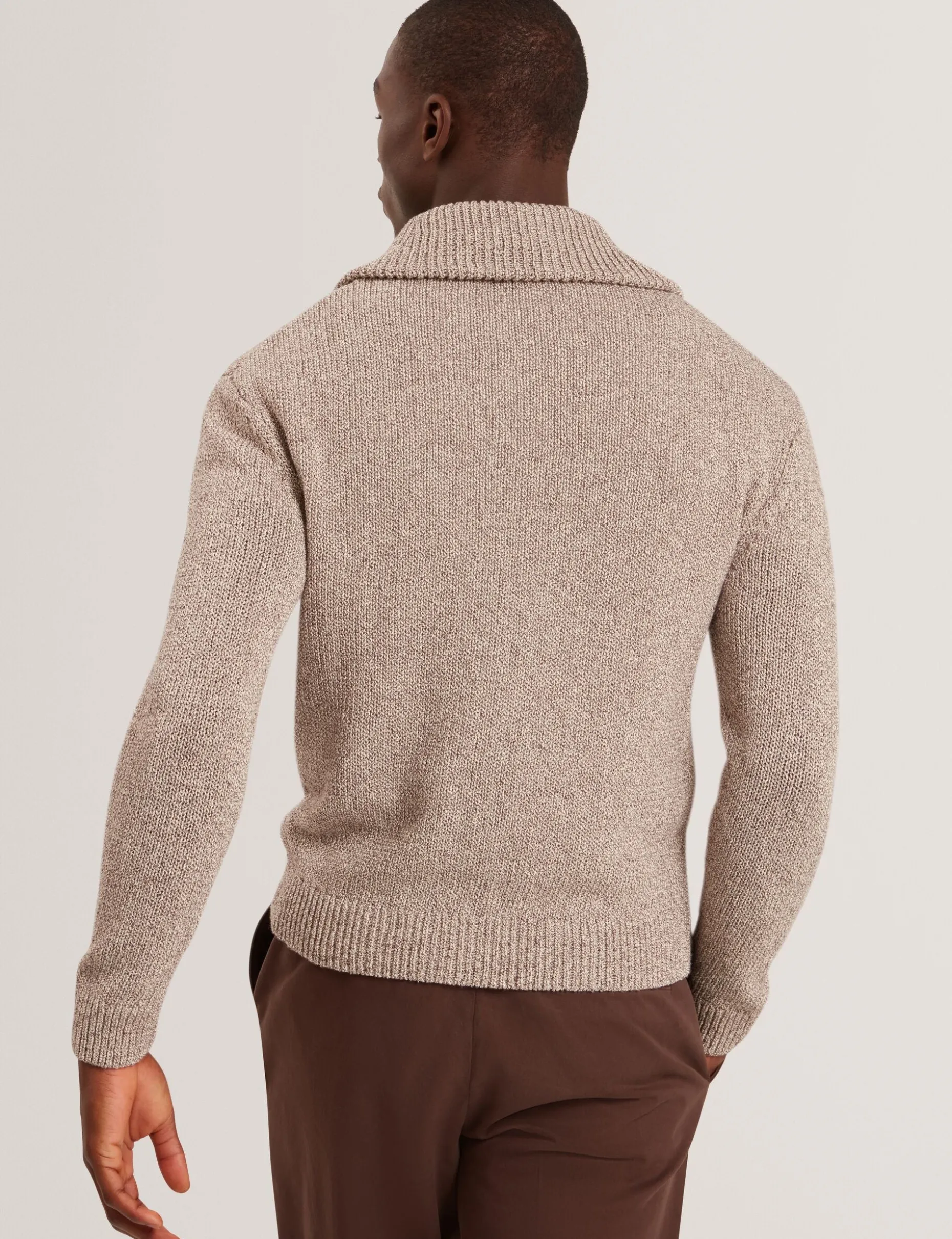 Twisted Yarn Knit Zip-Through Jumper
