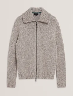 Twisted Yarn Knit Zip-Through Jumper