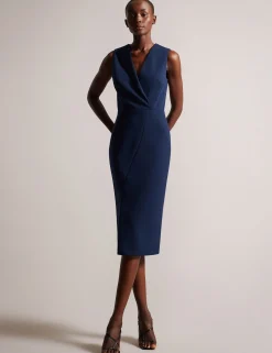 V Neck Bodycon Midi dress