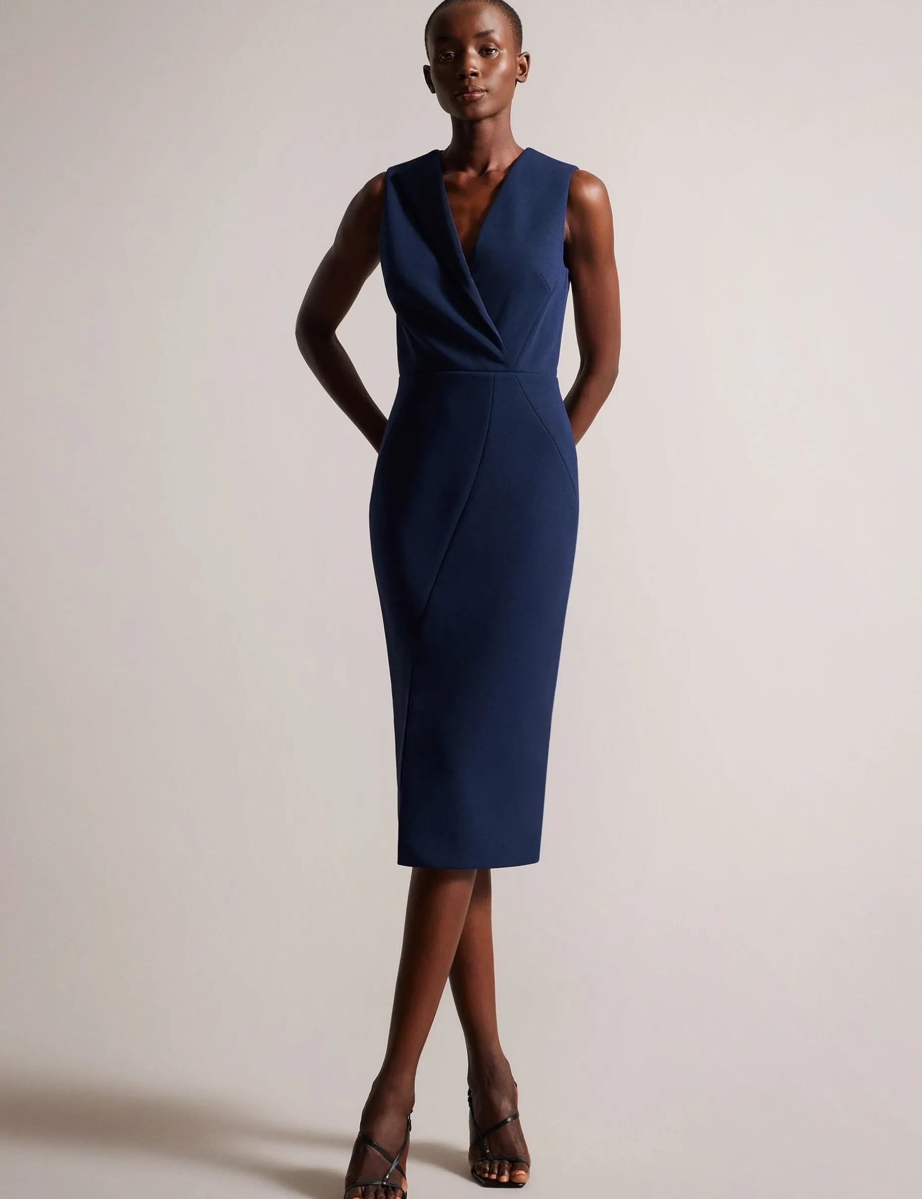 V Neck Bodycon Midi dress