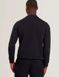 Waffle Knit Crew Neck Sweatshirt