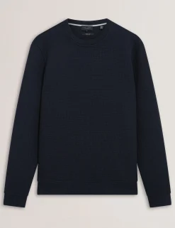Waffle Knit Crew Neck Sweatshirt