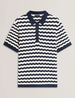 Wavy Stripe Merino Wool Blend Polo