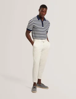 Wavy Stripe Merino Wool Blend Polo