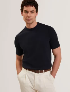 Wool Blend Ribbed Raglan T-Shirt