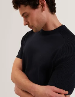 Wool Blend Ribbed Raglan T-Shirt
